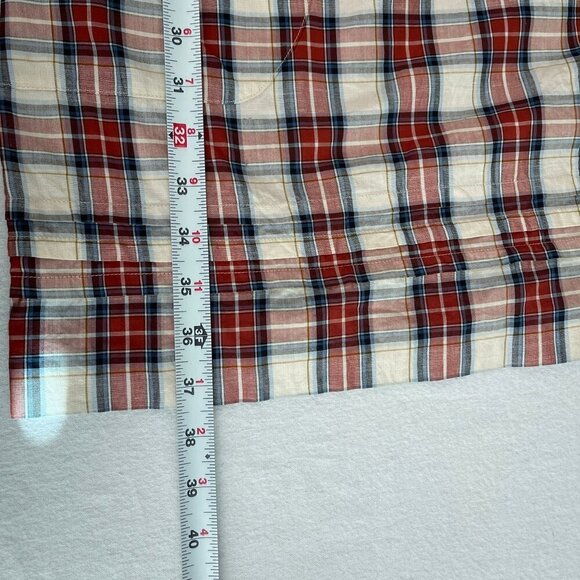 A.P.C. Off-Shoulder Plaid Midi Sheath Dress Bow Tie Details Linen Blend Womens M - Picture 9 of 11